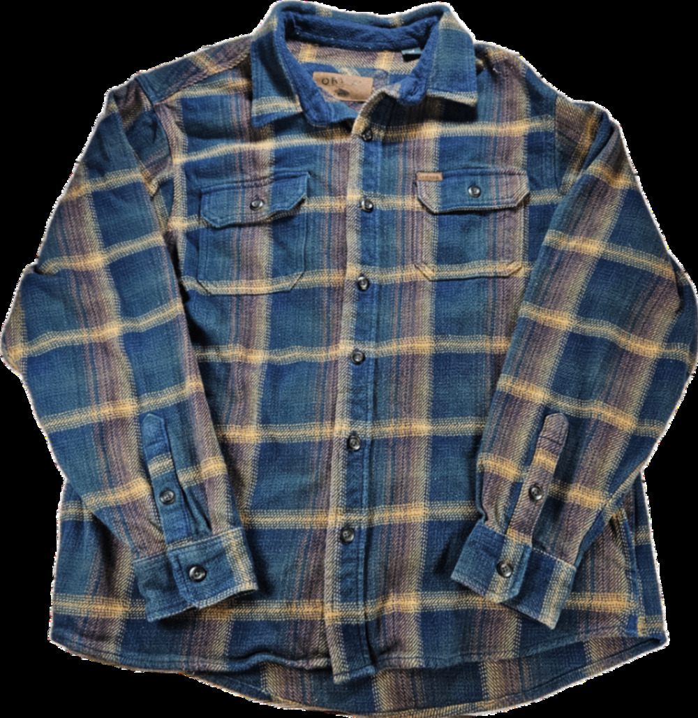 ORVIS Men's L Blue Plaid Flannel Casual Button-Down Shirt Cotton Pockets